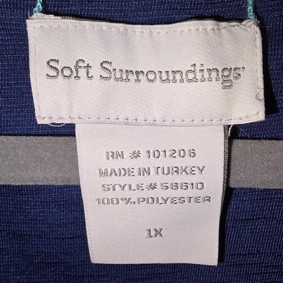 NWOT Soft Surroundings Keyhole Neck Reversible Tank Top Shirt Teal Navy Blue 1X - Picture 6 of 6